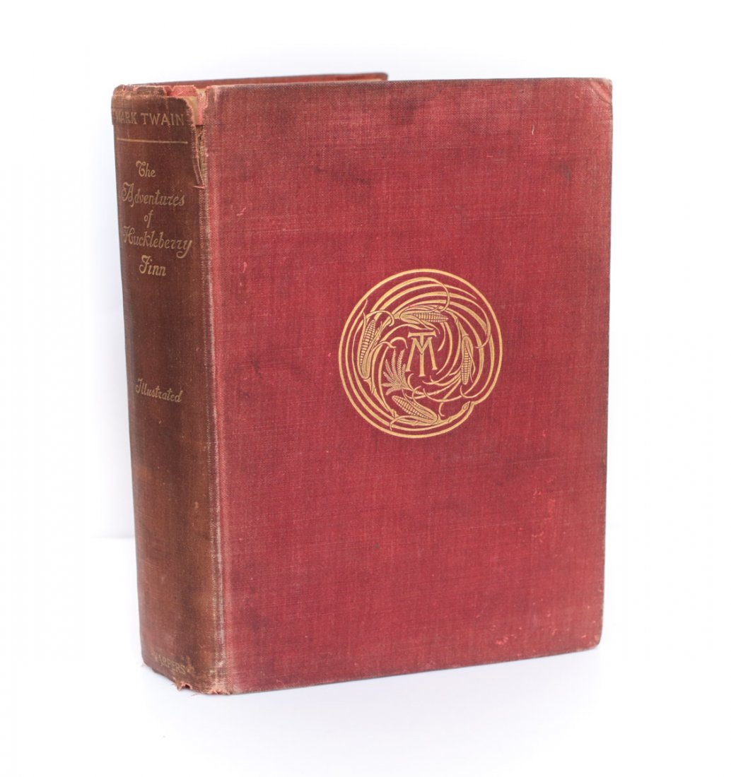 Twain, Mark 'The Adventures of Huckleberry Finn' 1896: Twain, Mark Samuel Clemmons 'The Adventures of Huckleberry Finn' Harper & Brothers Publishers 1896. Hardcover with red cloth boards and gilt lettering. 388 pages. Weight Approx., 1.6lbs. 5.75 x 8 x1.6