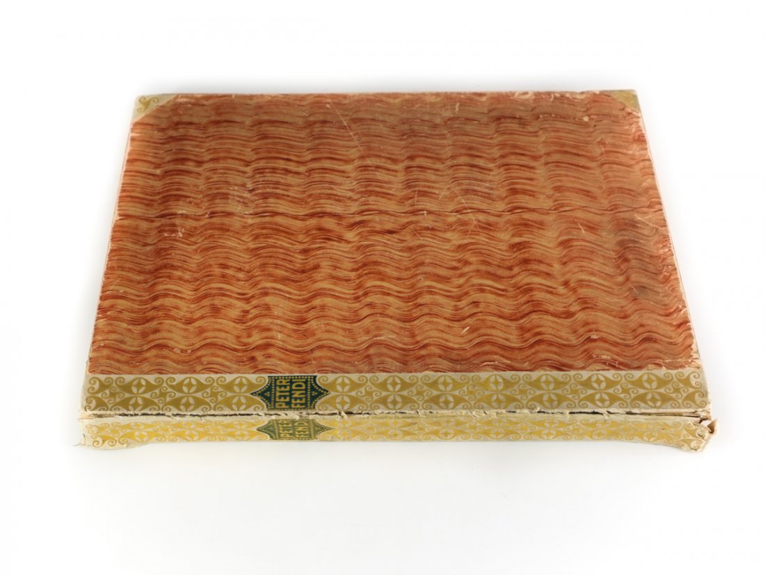 Fendi, Peter Vierzig Erotische Aquarelle Ltd Ed of 600: Fendi, Peter 'Vierzig Erotische Aquarelle' Lepzig 1910. Portrait of the author and 40 color mounted plates. Orange marled cardboard cover with gilt lettering. Deckled edges. Limited edition copy of 60