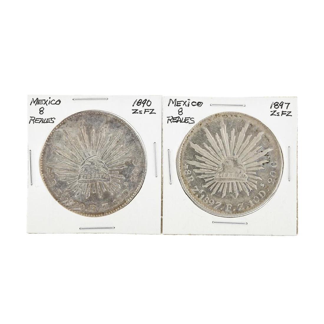 Set of (2) Mexico 8 Reales Silver Coins: One Set of (2) Mexico 8 Reales Silver Coins.