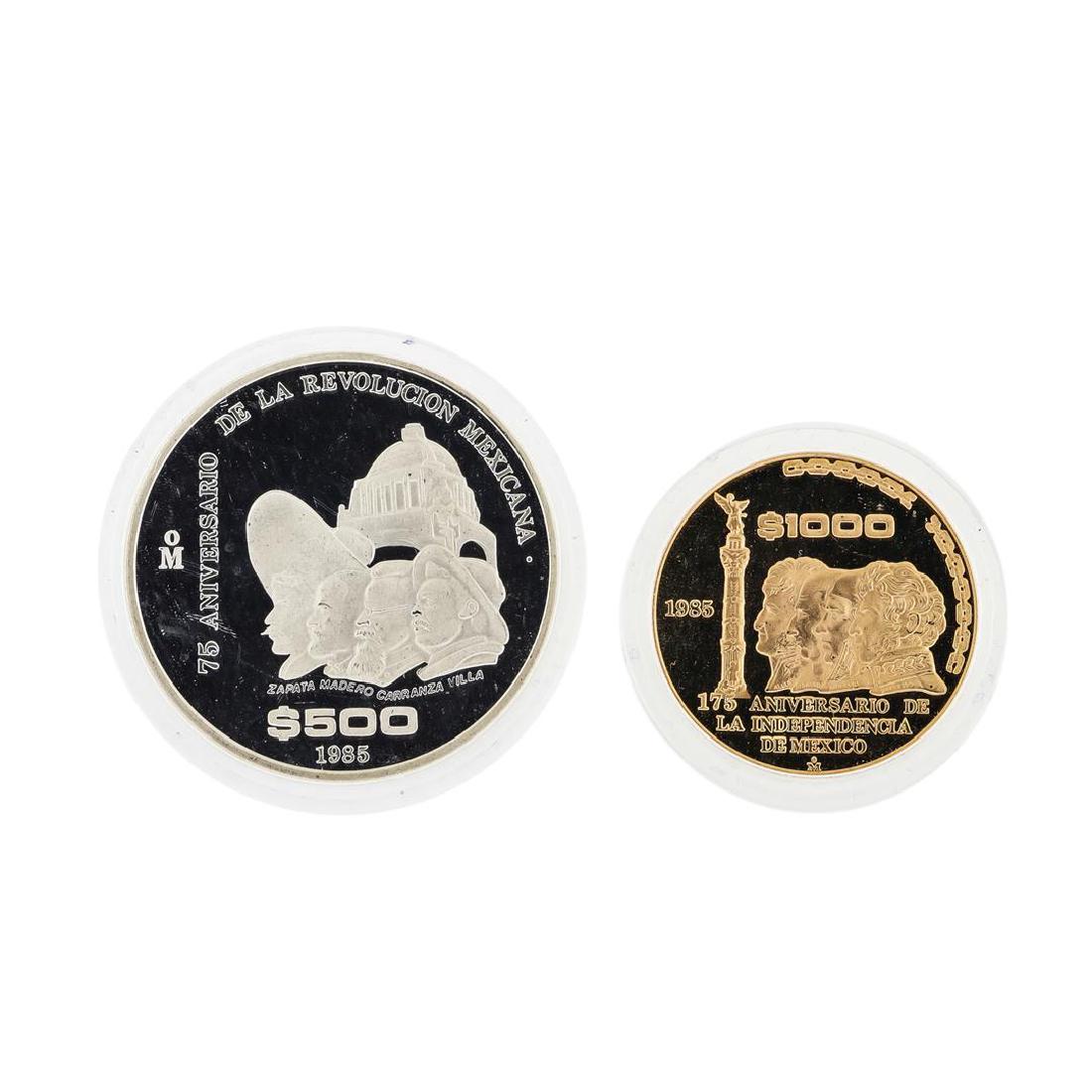 1985 Banco de Mexico Gold & Silver Proof (2) Coin Set: One 1985 Banco de Mexico Gold & Silver Proof (2) Coin Set.