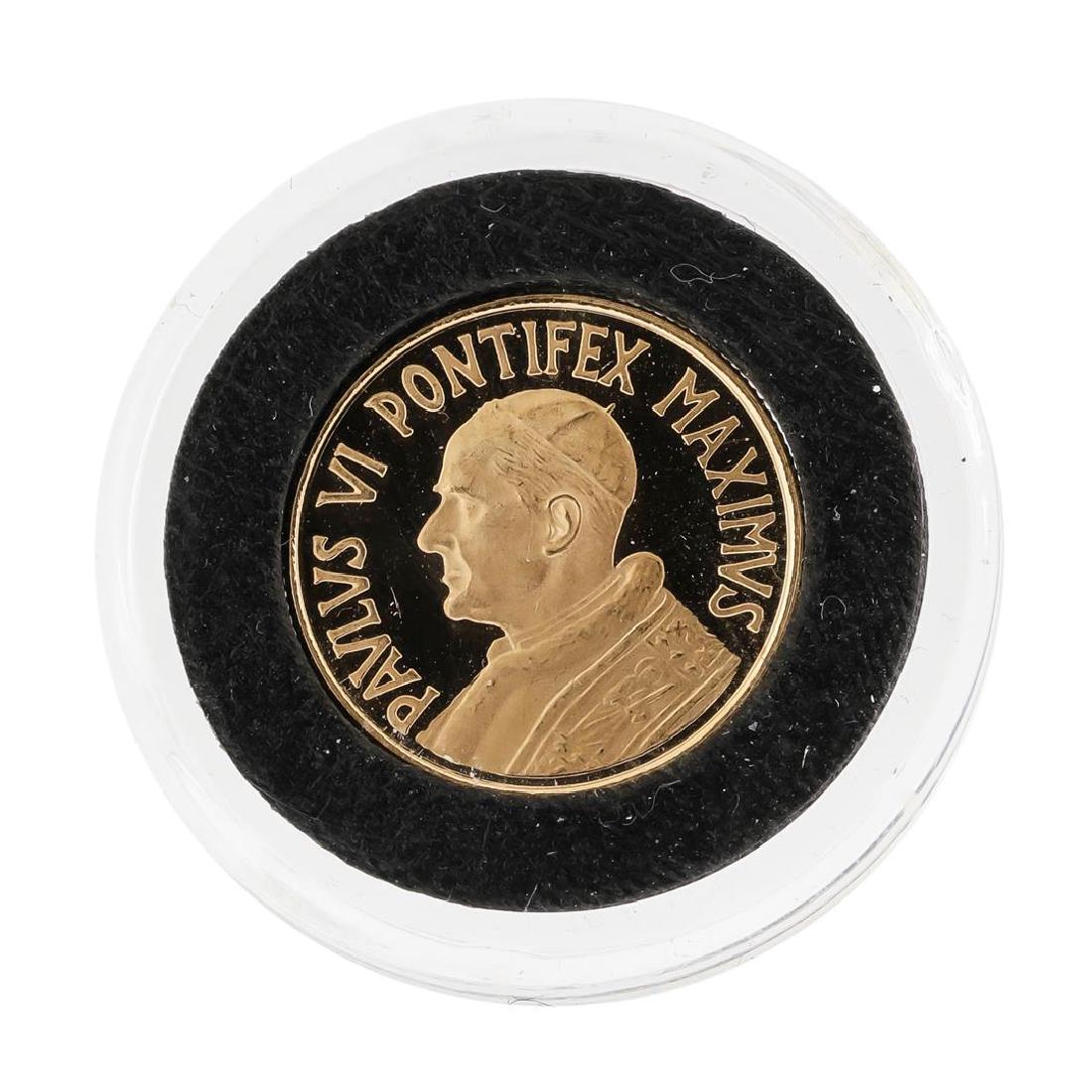 1966 Vatican Pope Paul VI 18K Gold Coin: One 1966 Vatican Pope Paul VI 18K Gold Coin.