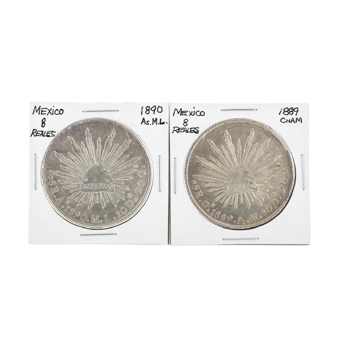 Set of (2) Mexico 8 Reales Silver Coins: One Set of (2) Mexico 8 Reales Silver Coins.