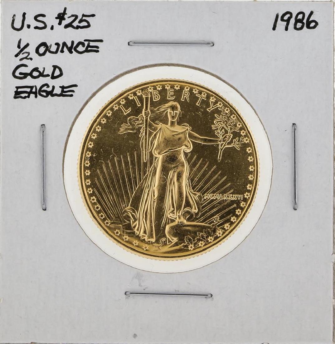 1986 $25 American Gold Eagle Coin: One 1986 $25 American Gold Eagle Coin.