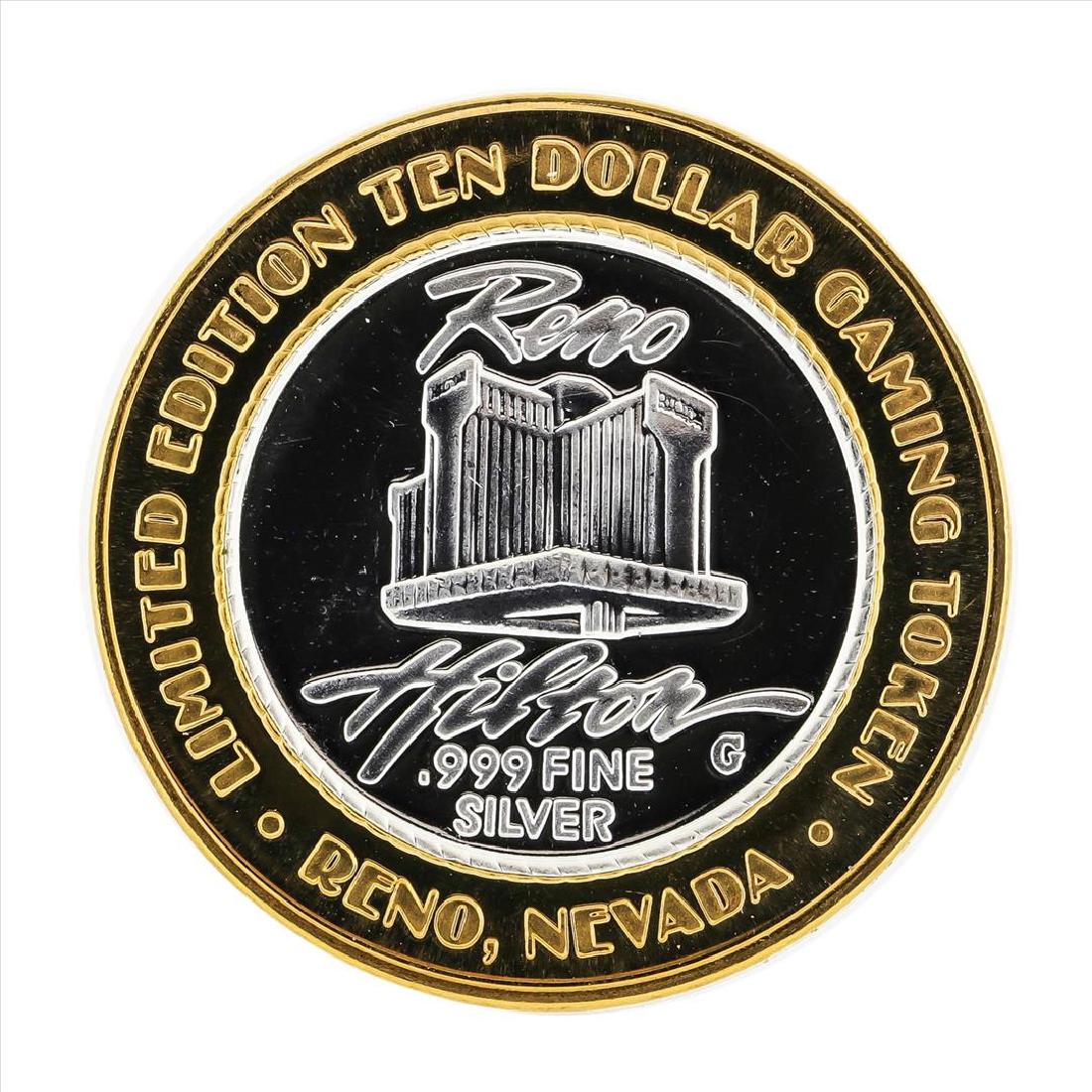 .999 Silver Reno Hilton $10 Casino Gaming Token Limited: One .999 Silver Reno Hilton $10 Casino Gaming Token Limited Edition.
