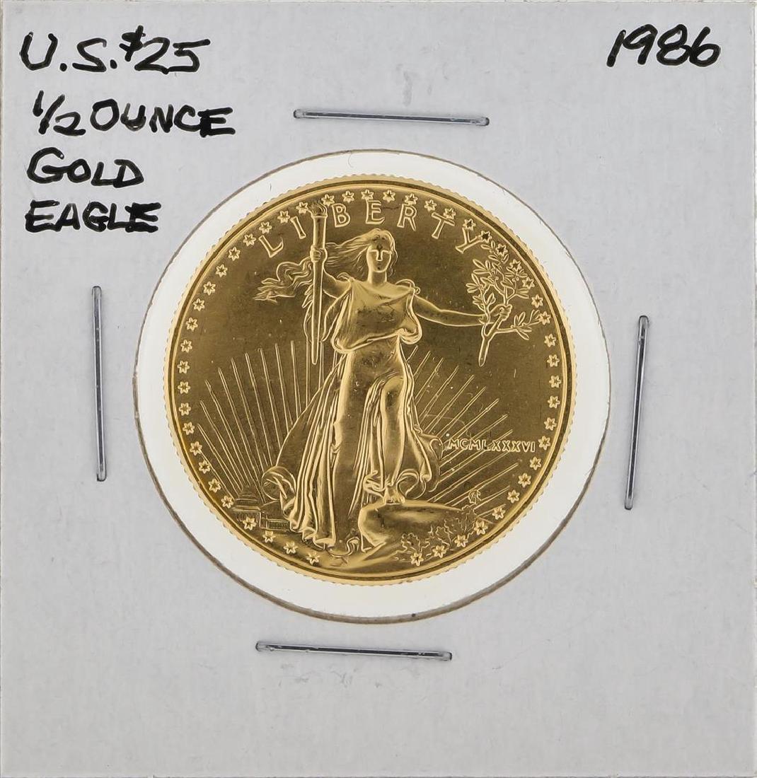 1986 $25 American Gold Eagle Coin: One 1986 $25 American Gold Eagle Coin.