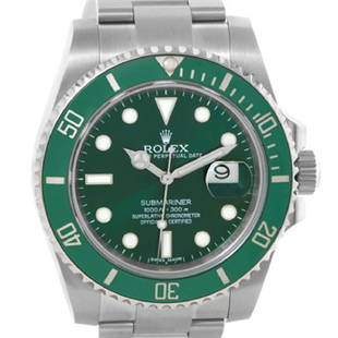 Rolex Submariner Green Dial Ceramic Bezel Mens Watch: One Rolex Submariner Green Dial Ceramic Bezel Mens Watch. The watch is in excellent condition and the details are as follows: Model: 116610LV, Movement: Officially certified chronometer self-winding m