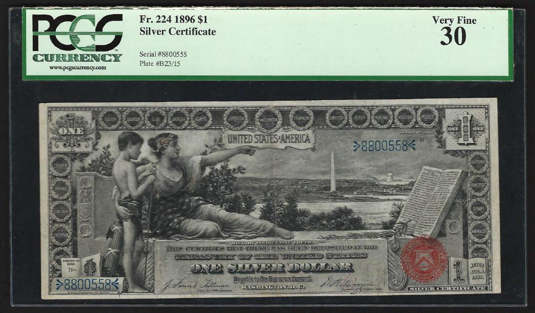 1896 $1 Silver Certificate Educational Note PCGS Very: One 1896 $1 Silver Certificate Educational Note PCGS Very Fine 30. PCGS Graded.