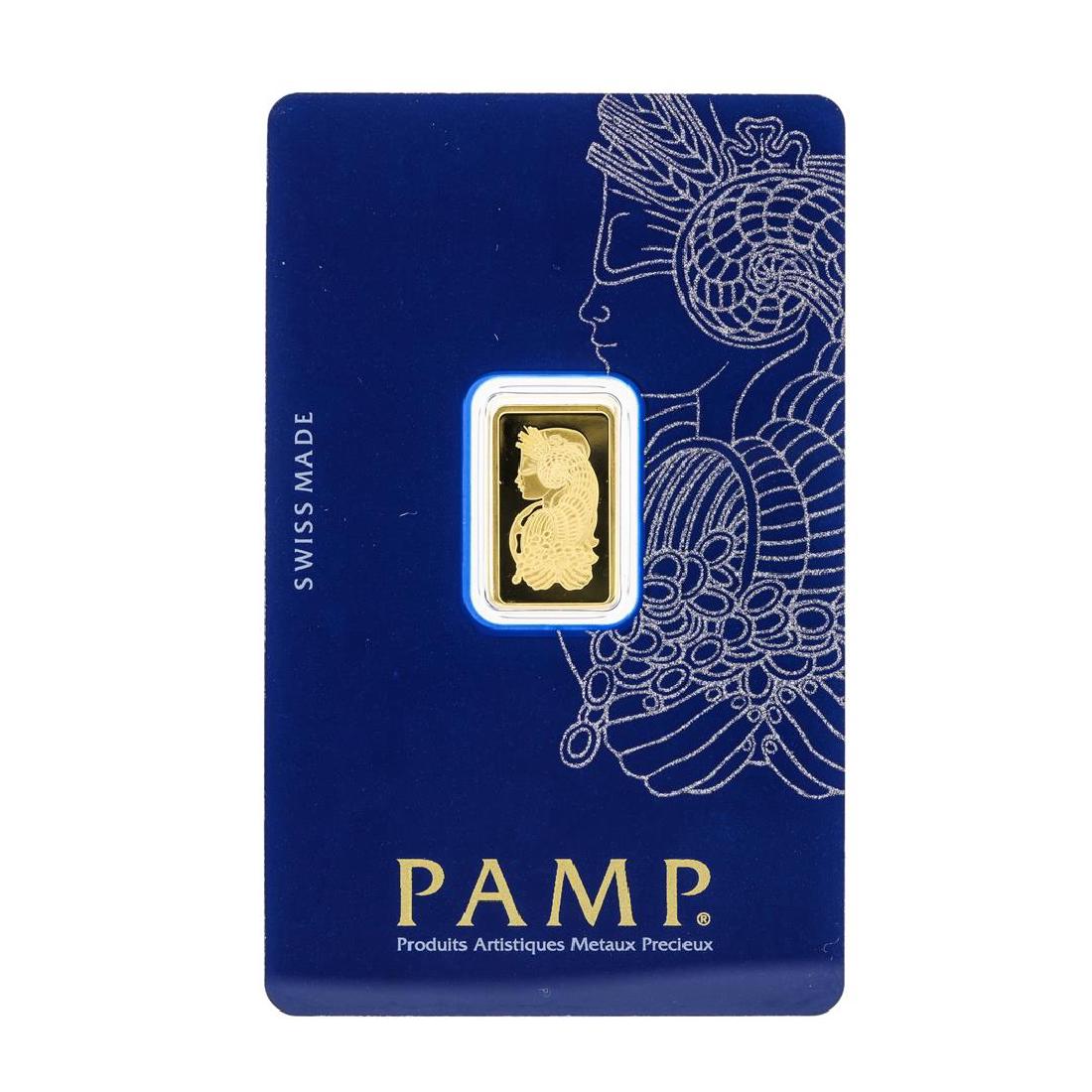 Suisse 2.5g Fine Gold Swiss Pamp Gold Bar: One Suisse 2.5g Fine Gold Swiss Pamp Gold Bar.