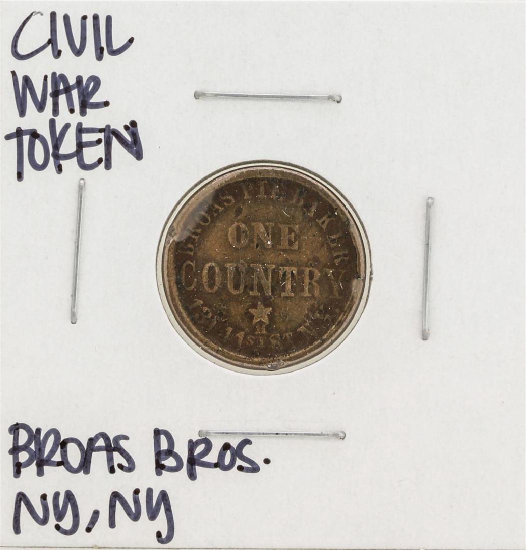 1863 Civil War Token Broas Bro One Country New York: One 1863 Civil War Token Broas Bro One Country New York.