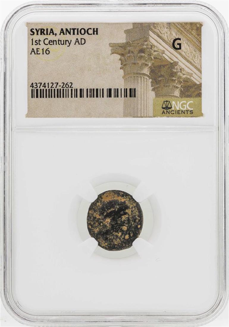 1st Century AD Syria Antioch AE16 Coin NGC G: One 1st Century AD Syria Antioch AE16 Coin NGC G. NGC Certified.