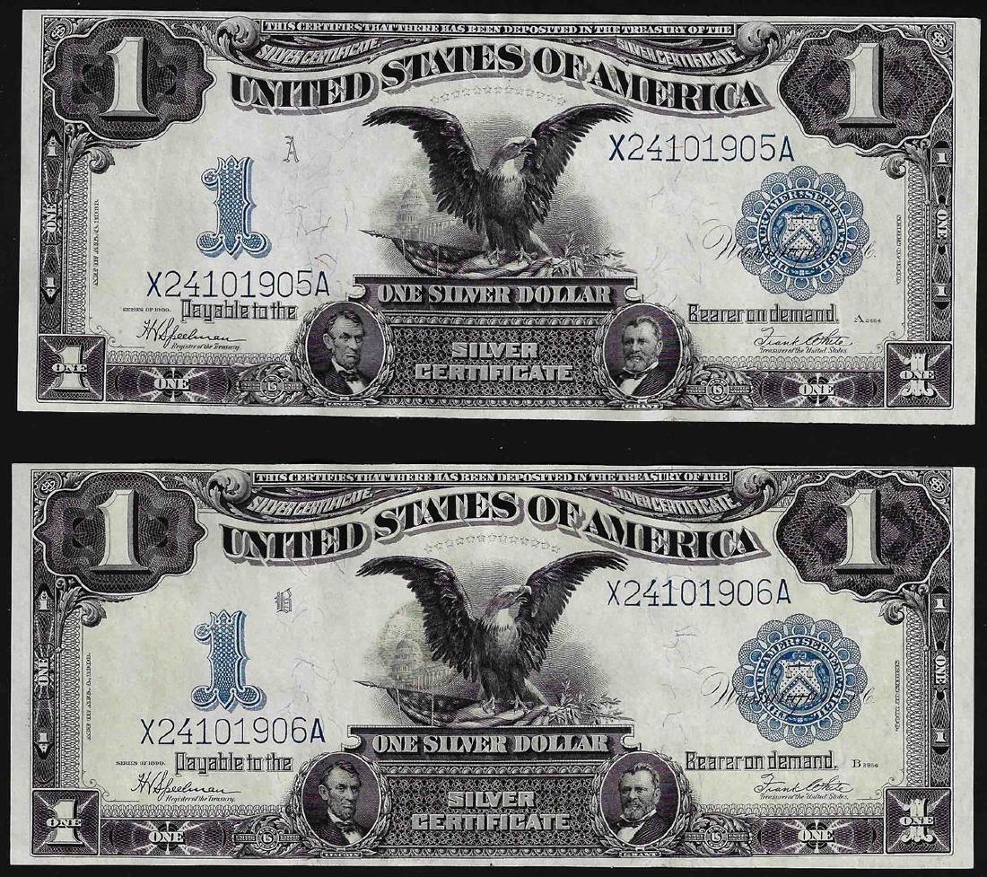 Lot of (2) Consecutive 1899 $1 Black Eagle Silver: One Lot of (2) Consecutive 1899 $1 Black Eagle Silver Certificate Notes.
