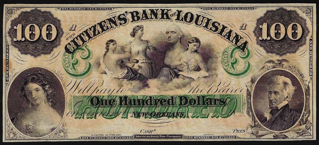1800's $100 The Citizens Bank of Louisiana Obsolete: One 1800's $100 The Citizens Bank of Louisiana Obsolete Note.