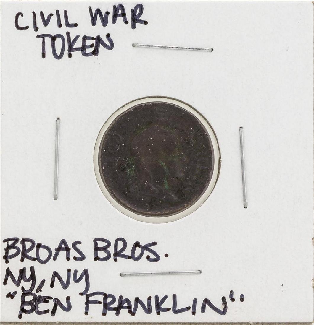 Civil War Token Broas Brothers Ben Franklin New York,: One Civil War Token Broas Brothers Ben Franklin New York, New York.