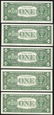 Lot of (5) Consecutive 1957 $1 Silver Certificate Notes - 2