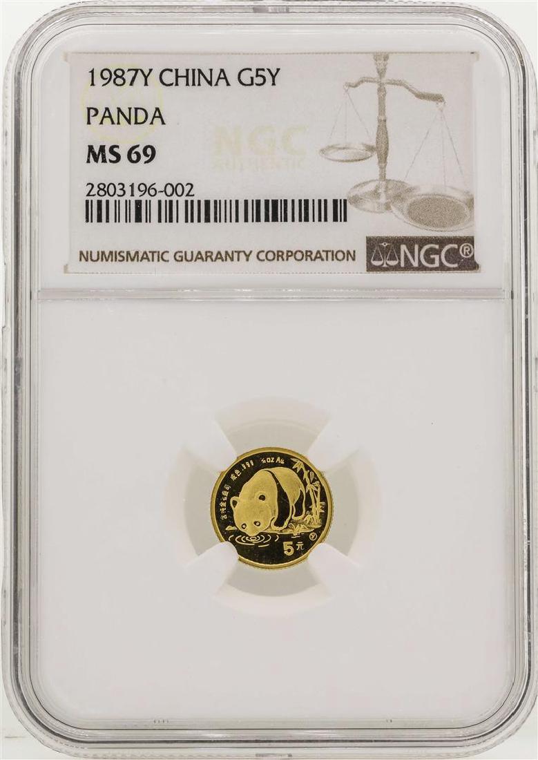 1987Y China 5 Yuan Panda Gold Coin NGC MS69: One 1987Y China 5 Yuan Panda Gold Coin NGC MS69. NGC Certified.