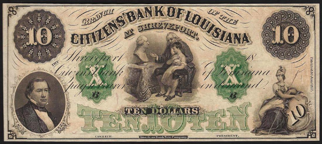 1800's $10 Citizens Bank of Louisiana Obsolete Note: One 1800's $10 Citizens Bank of Louisiana Obsolete Note.