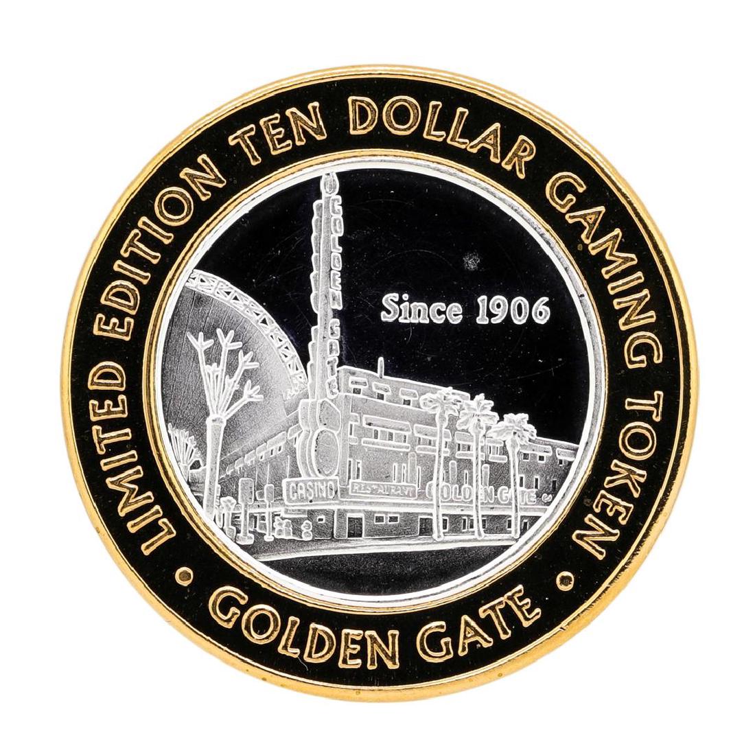 .999 Silver Golden Gate Las Vegas, NV $10 Casino: One .999 Silver Golden Gate Las Vegas, NV $10 Casino Limited Edition Gaming Token.