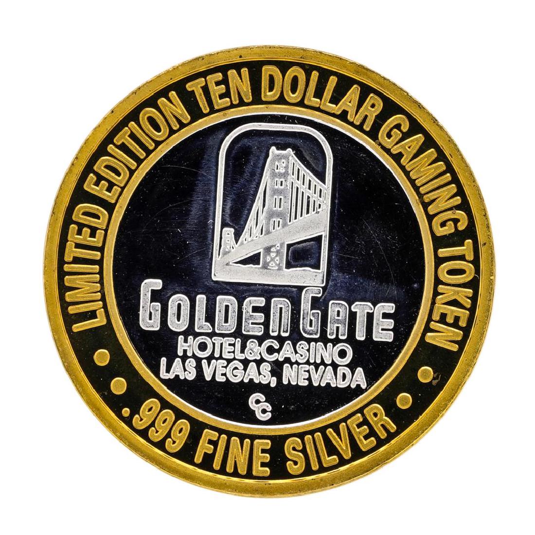 .999 Silver Golden Gate Las Vegas, NV $10 Casino: One .999 Silver Golden Gate Las Vegas, NV $10 Casino Limited Edition Gaming Token.