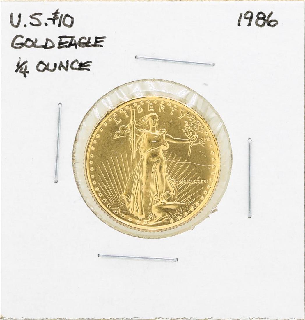 1986 $10 American Gold Eagle Coin: One 1986 $10 American Gold Eagle Coin.