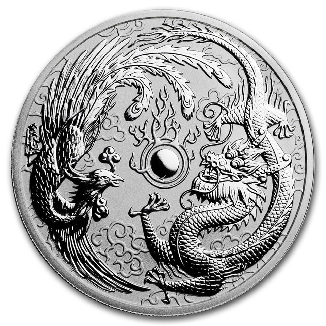 2017-P Australia $1 Dragon & Phoenix Silver Coin: One 2017-P Australia $1 Dragon & Phoenix Silver Coin.