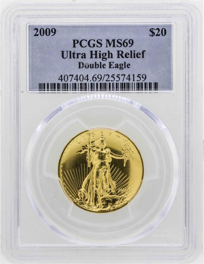2009 $20 Ultra High Relief Double Eagle Gold Coin PCGS: One 2009 $20 Ultra High Relief Double Eagle Gold Coin PCGS MS69. PCGS Graded.