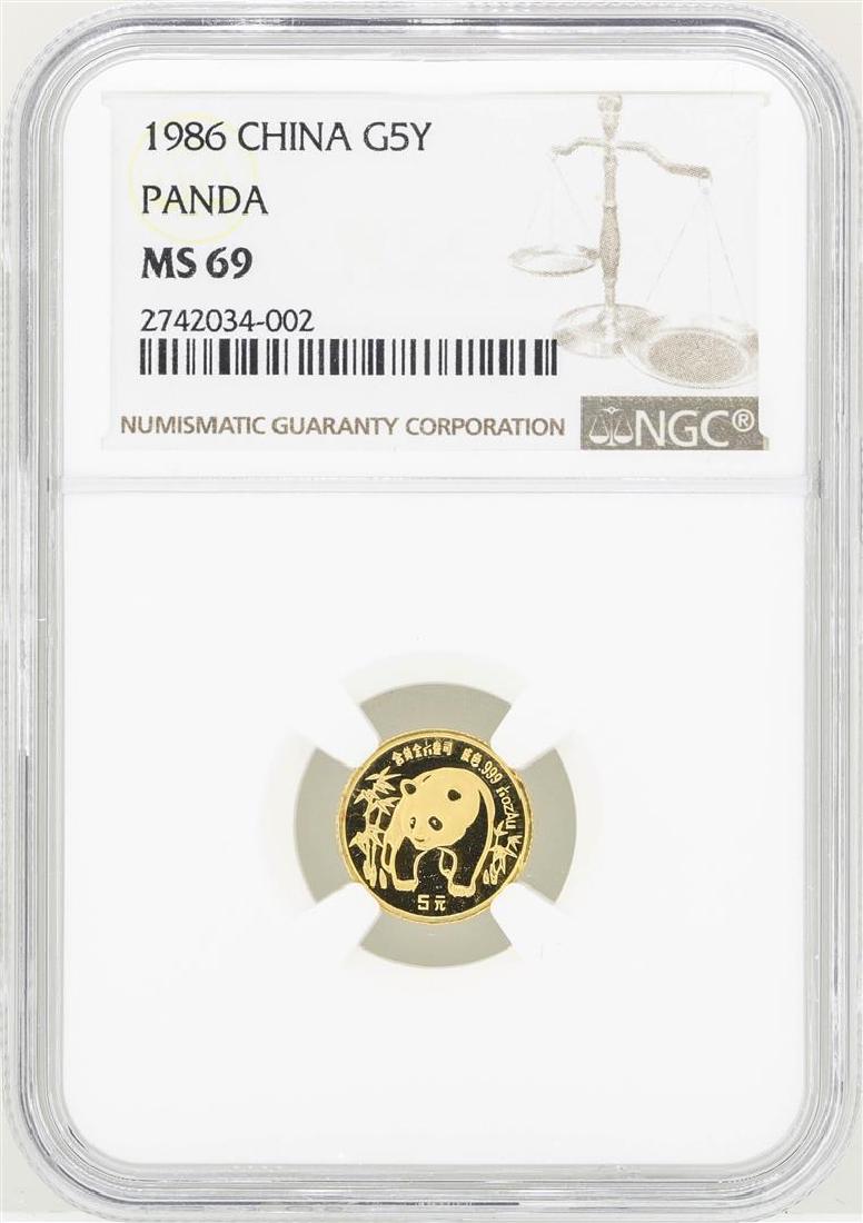 1986 China 5 Yuan Gold Panda Coin NGC MS69: One 1986 China 5 Yuan Gold Panda Coin NGC MS69. NGC Certified.