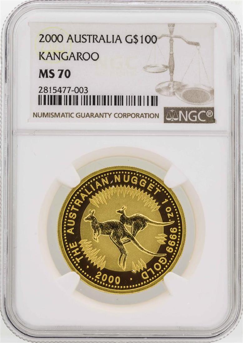 2000 Australia $100 Kangaroo Gold Coin NGC MS70: One 2000 Australia $100 Kangaroo Gold Coin NGC MS70. NGC Certified.