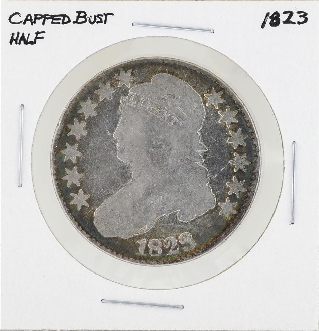 1823 Capped Bust Half Dollar Coin: One 1823 Capped Bust Half Dollar Coin.