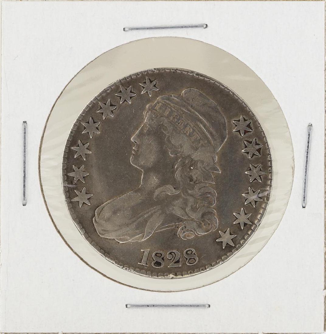 1828 Capped Bust Half Dollar Coin: One 1828 Capped Bust Half Dollar Coin.