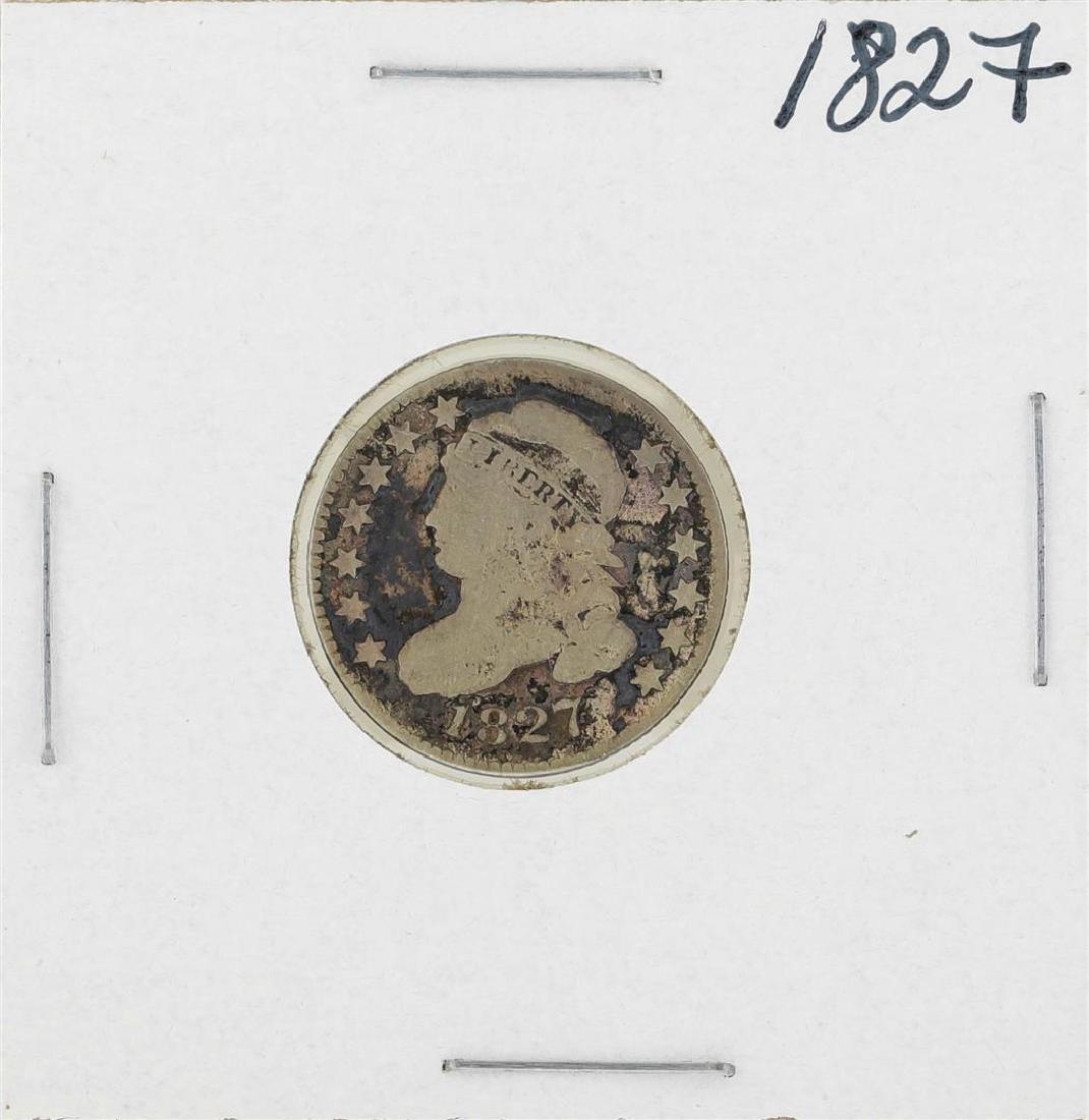 1827 Capped Bust Dime Coin: One 1827 Capped Bust Dime Coin.
