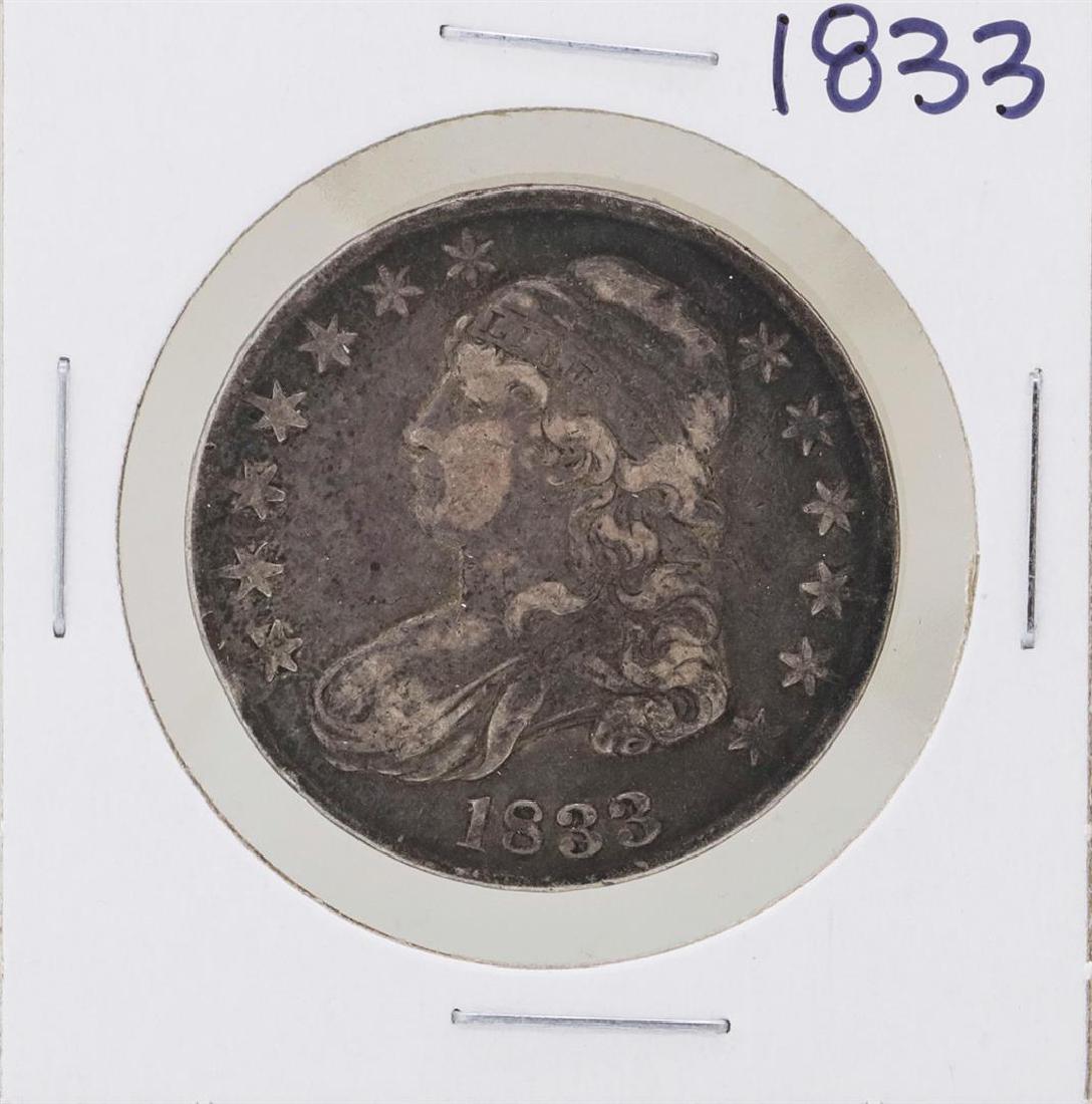 1833 Capped Bust Half Dollar Coin: One 1833 Capped Bust Half Dollar Coin.