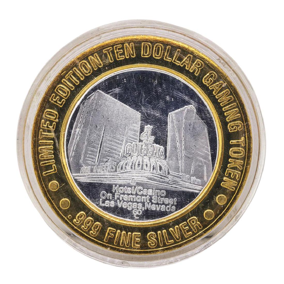 .999 Silver Four Queens Casino Hotel Las Vegas $10: One .999 Silver Four Queens Casino Hotel Las Vegas $10 Limited Edition Gaming Token.