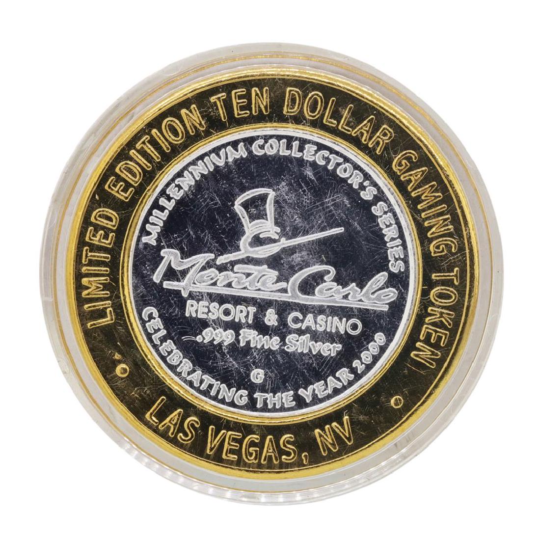 .999 Silver Monte Carlo Las Vegas, Nevada $10 Casino: One .999 Silver Monte Carlo Las Vegas, Nevada $10 Casino Limited Edition Gaming Token.
