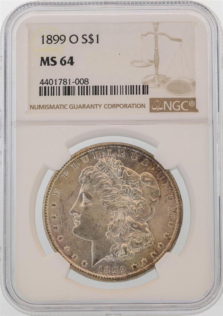1899-O $1 Morgan Silver Dollar Coin NGC MS64: One 1899-O $1 Morgan Silver Dollar Coin NGC MS64. NGC Certified.