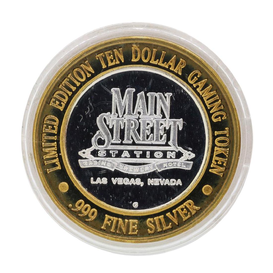 .999 Silver Main Street Station Las Vegas, NV $10: One .999 Silver Main Street Station Las Vegas, NV $10 Limited Edition Casino Gaming Token.