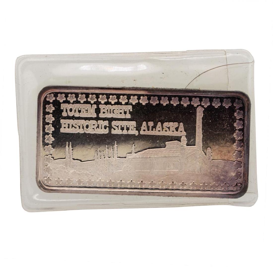 Totem Bight Historic Site, Alaska 1 oz .999 Fine Silver: One Totem Bight Historic Site, Alaska 1 oz .999 Fine Silver Art Bar.