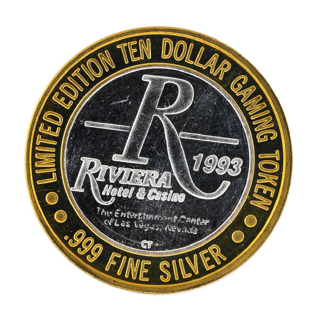 .999 Silver Riviera Hotel & Casino Las Vegas $10: One .999 Silver Riviera Hotel & Casino Las Vegas $10 Limited Edition Gaming Token.