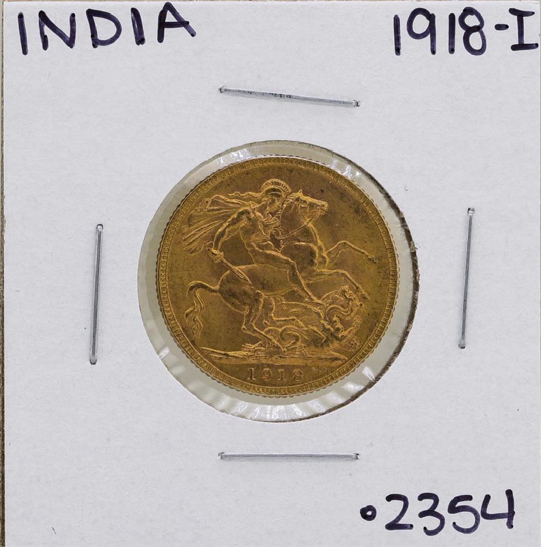 1918-I India Sovereign Gold Coin: One 1918-I India Sovereign Gold Coin.