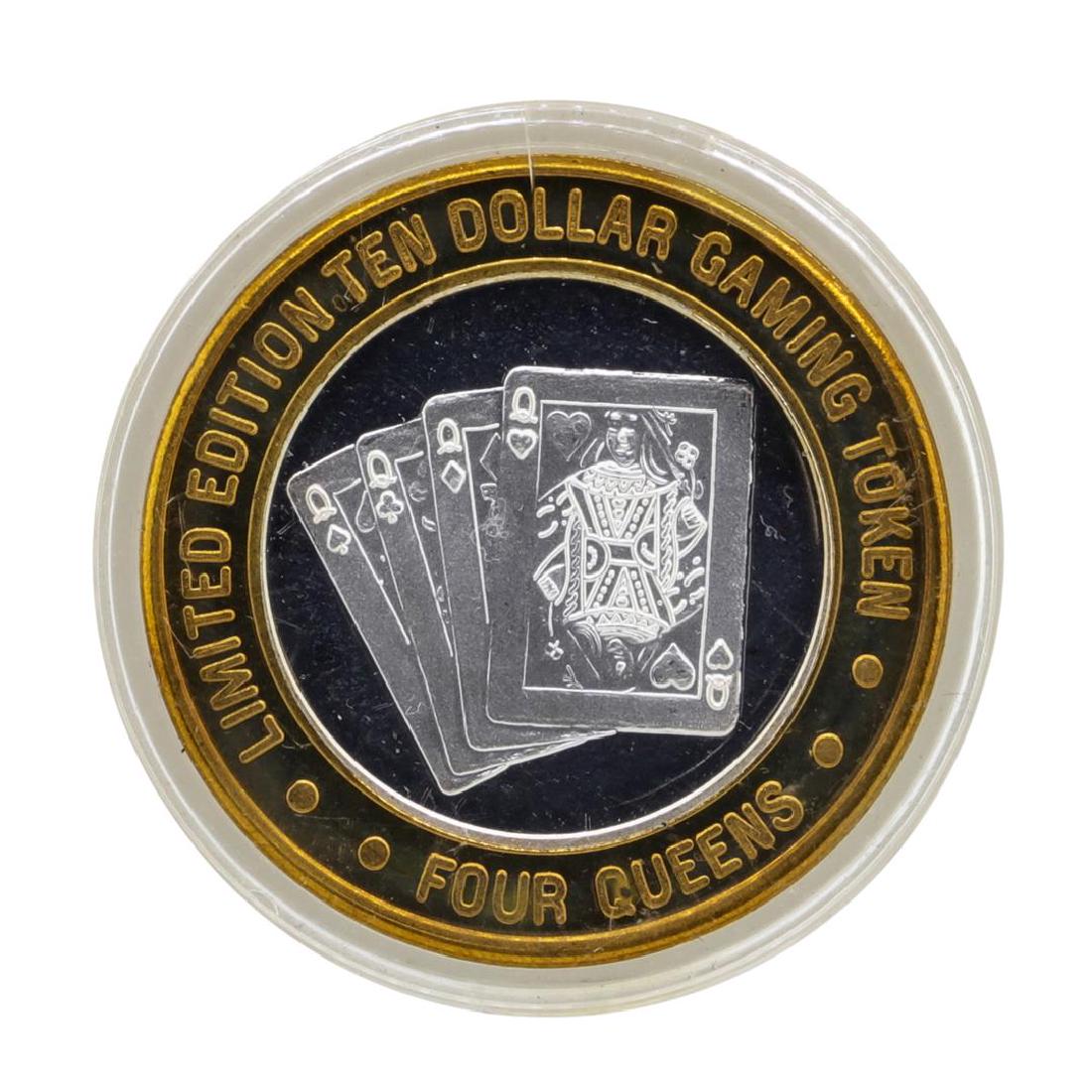 .999 Silver Four Queens Casino Hotel Las Vegas $10: One .999 Silver Four Queens Casino Hotel Las Vegas $10 Limited Edition Gaming Token.