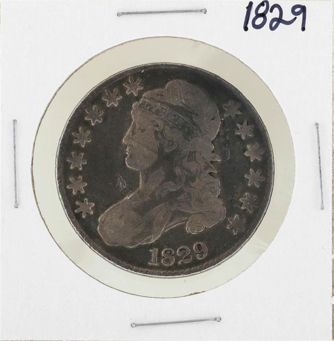 1829 Capped Bust Half Dollar Coin: One 1829 Capped Bust Half Dollar Coin.