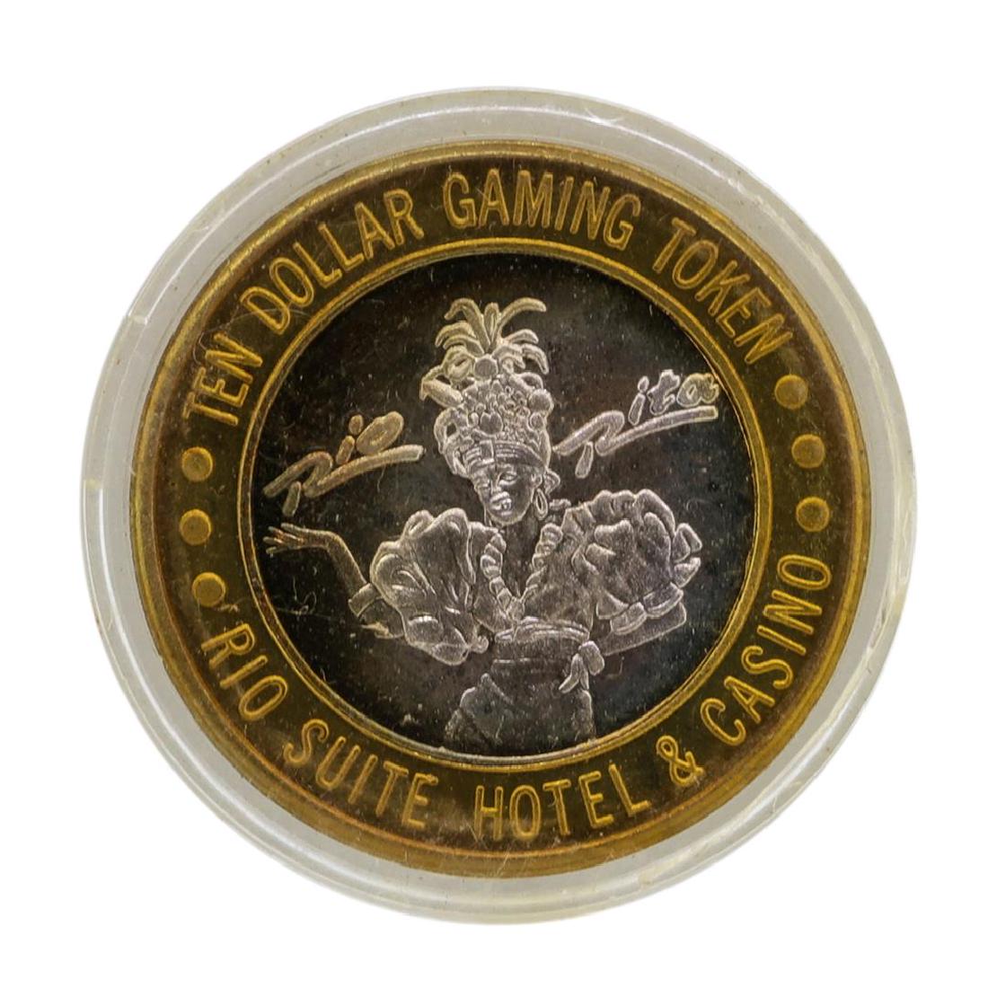 .999 Silver Rio Suite Hotel & Casino Las Vegas $10: One .999 Silver Rio Suite Hotel & Casino Las Vegas $10 Limited Edition Gaming Token.