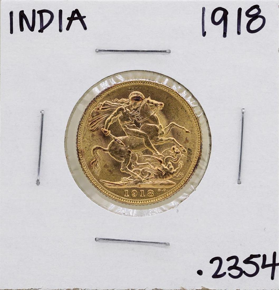 1918-I Indian Bombay Great Britain George Sovereign: One 1918-I Indian Bombay Great Britain George Sovereign Gold Coin.