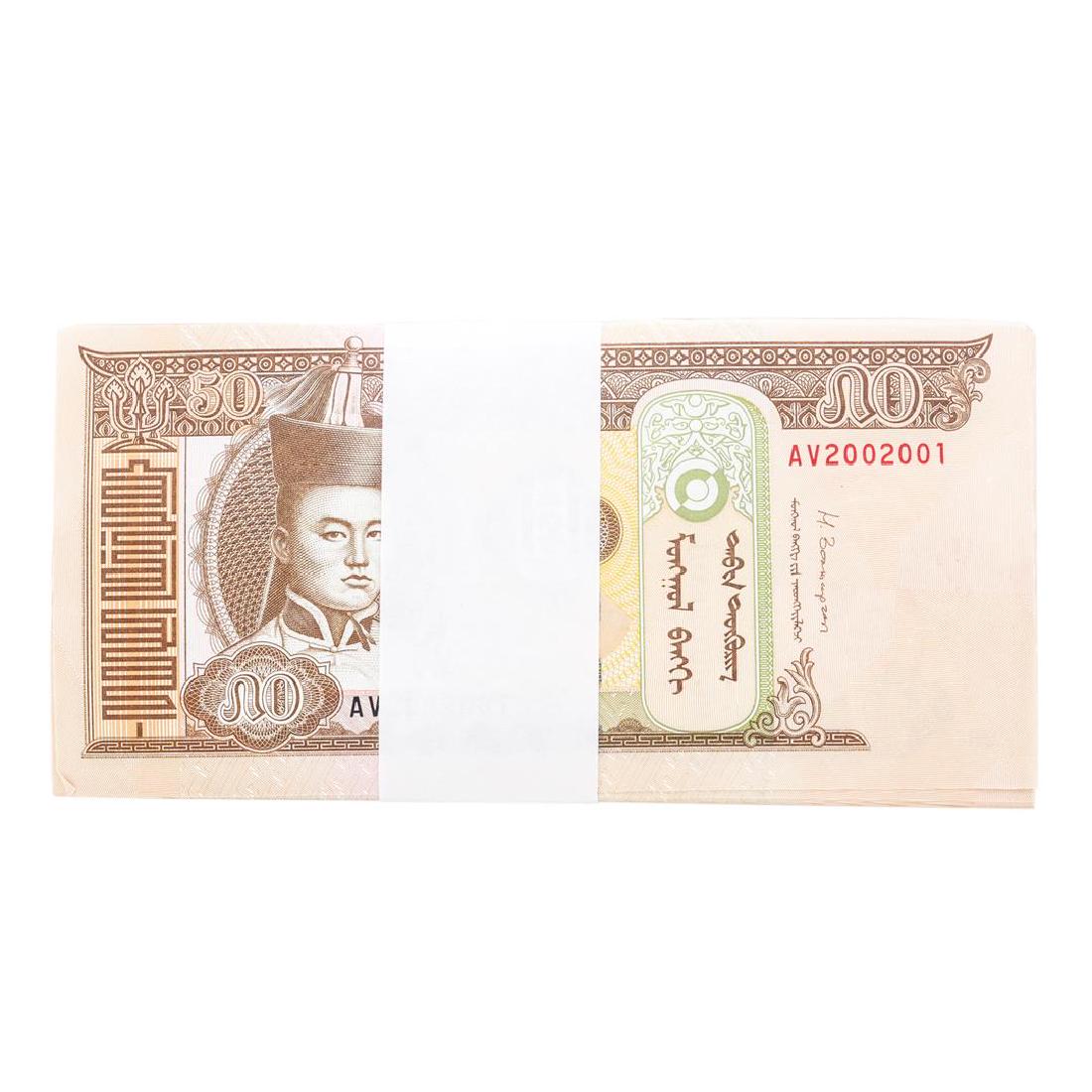 Pack of (100) Consecutive Mongolia 50 Tugrik: One Pack of (100) Consecutive Mongolia 50 Tugrik Uncirculated Notes.