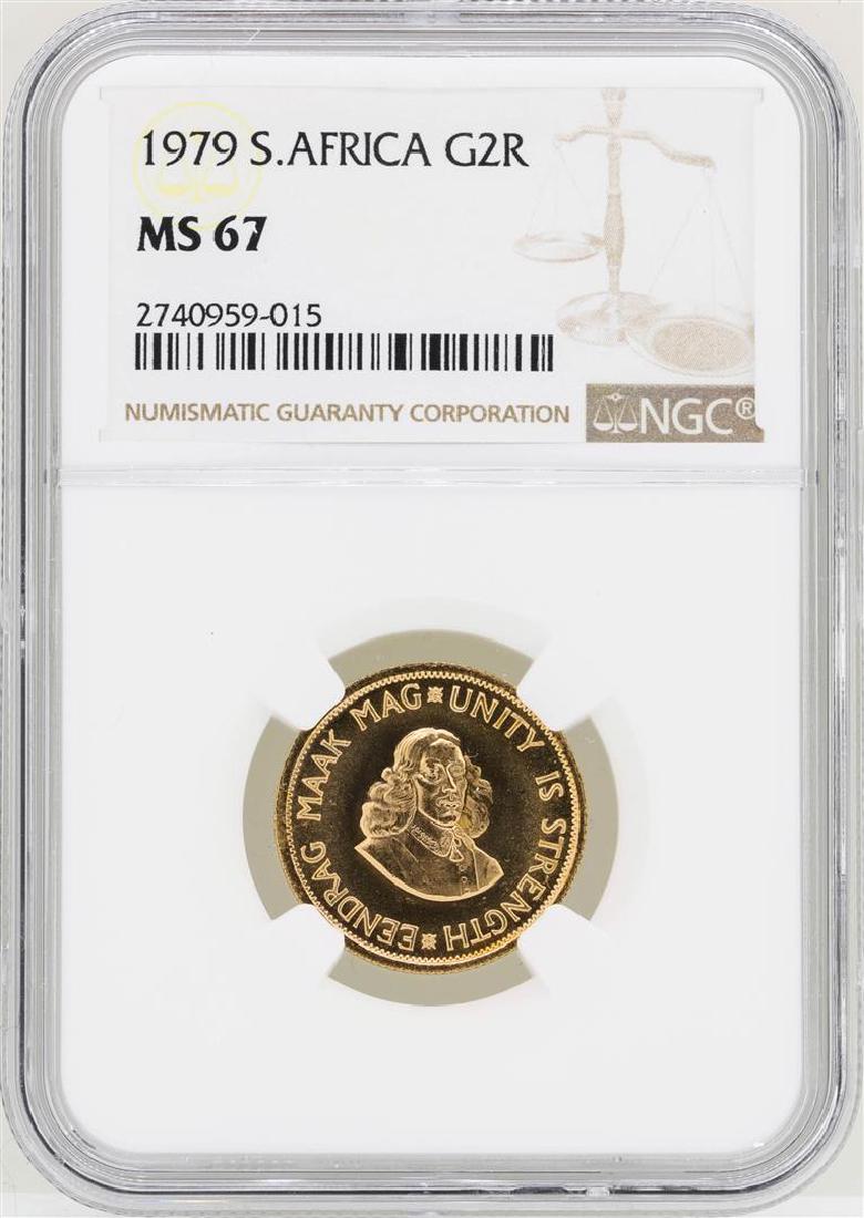 1979 South Africa 2 Krugerrand Gold Coin NGC MS67: One 1979 South Africa 2 Krugerrand Gold Coin NGC MS67. NGC Certified.
