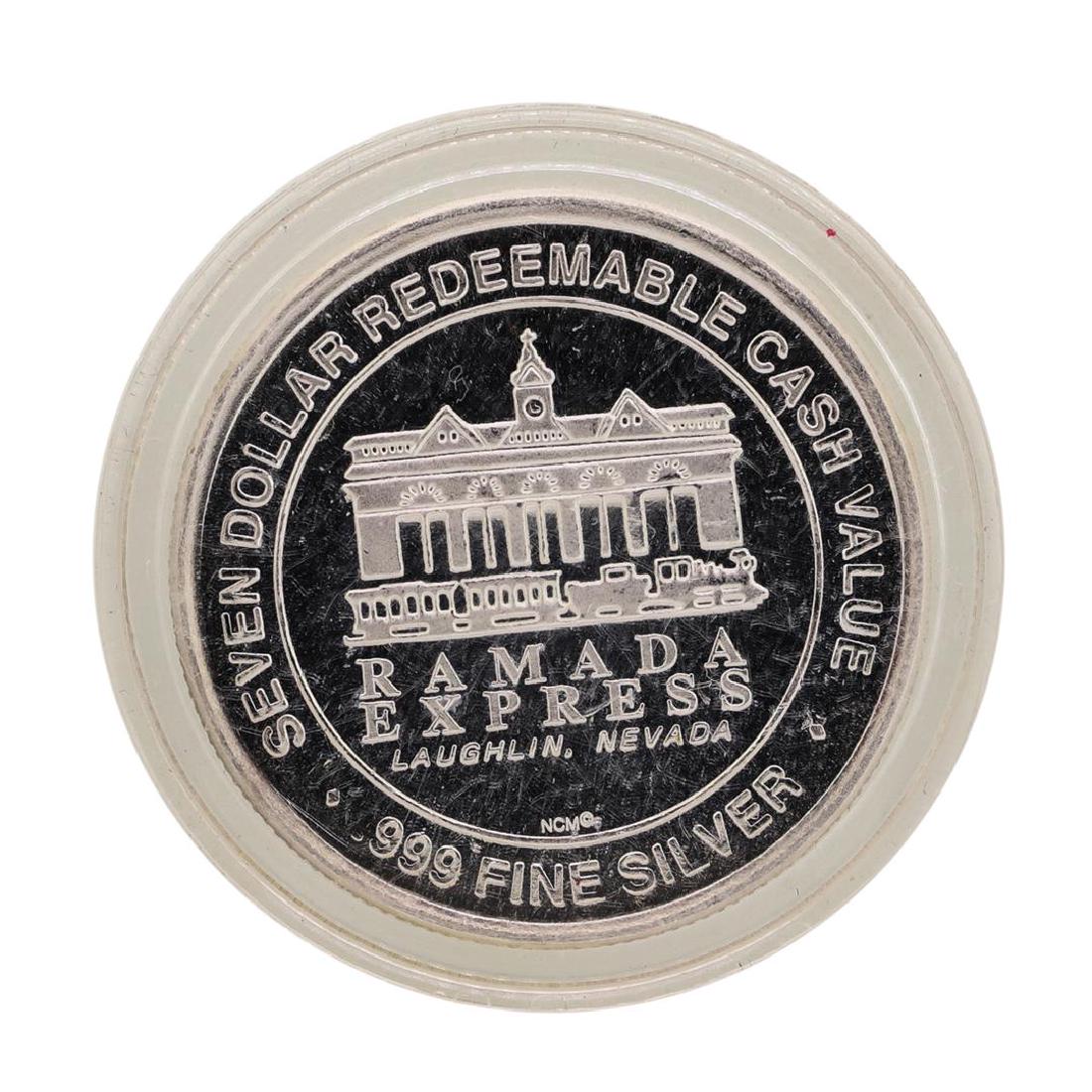 .999 Silver Ramada Express Laughlin, NV $7 Redeemable: One .999 Silver Ramada Express Laughlin, NV $7 Redeemable Cash Value Gaming Token.