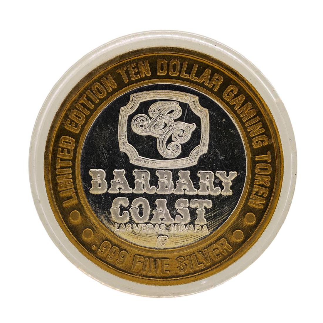 .999 Silver Barbary Coast Las Vegas, Nevada $10 Casino: One .999 Silver Barbary Coast Las Vegas, Nevada $10 Casino Limited Edition Gaming Token.