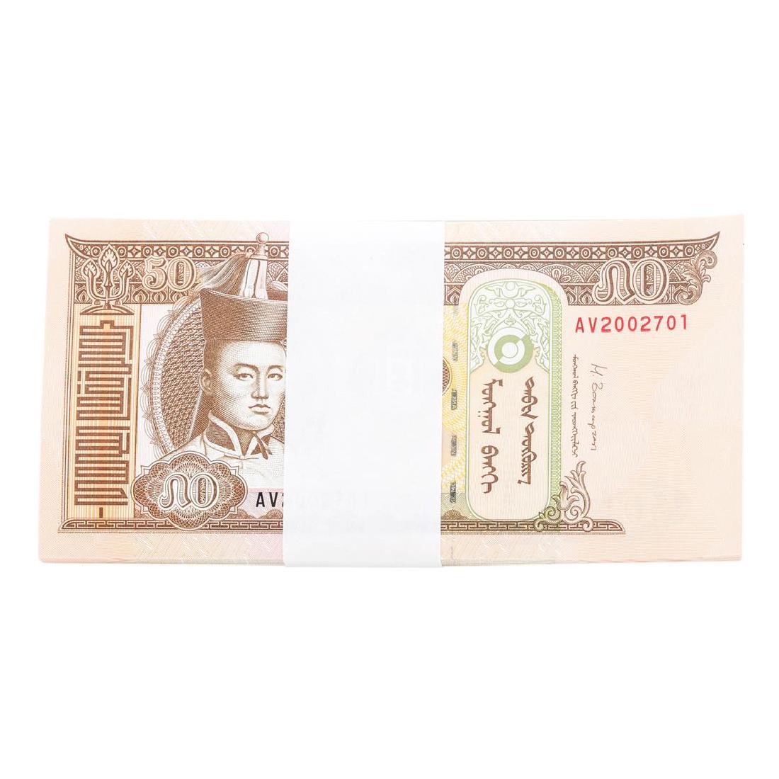 Pack of (100) Consecutive Mongolia 50 Tugrik: One Pack of (100) Consecutive Mongolia 50 Tugrik Uncirculated Notes.