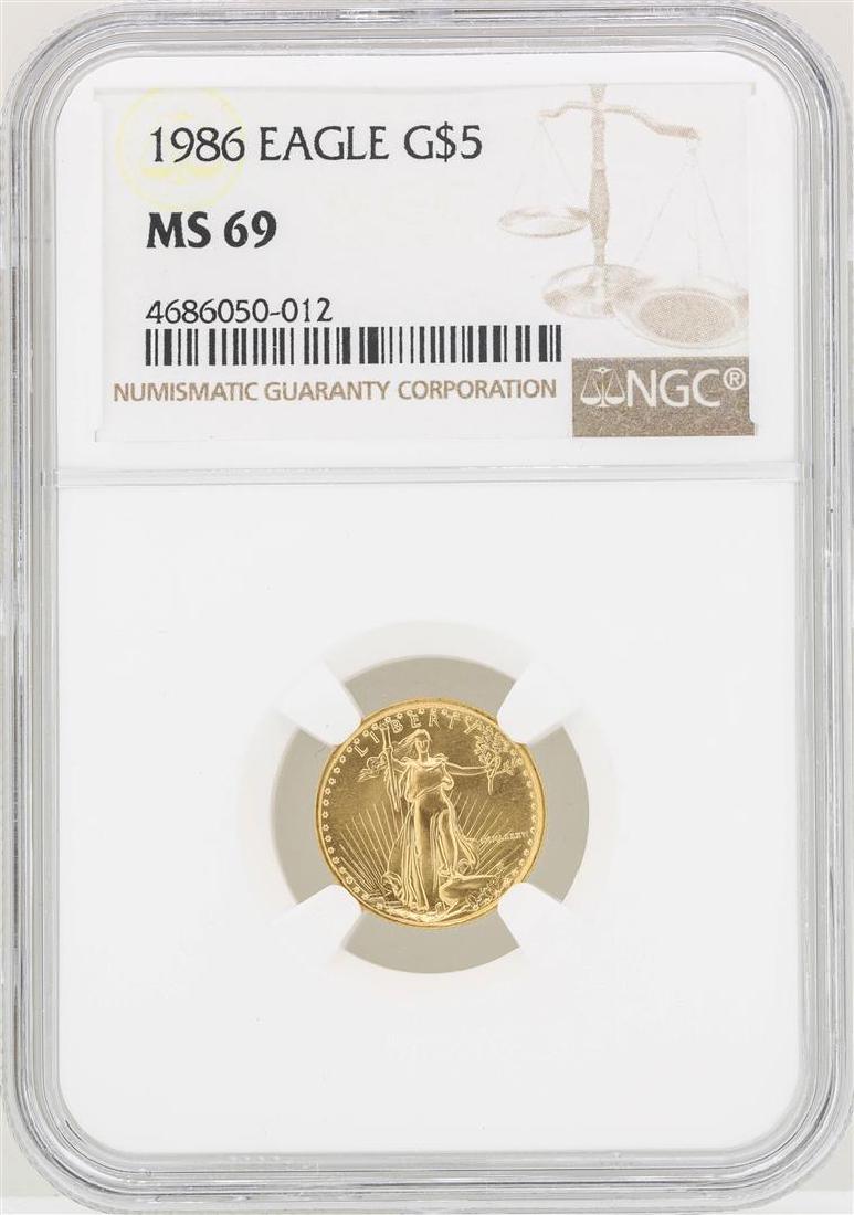 1986 $5 American Gold Eagle Coin NGC MS69: One 1986 $5 American Gold Eagle Coin NGC MS69. NGC Certified.