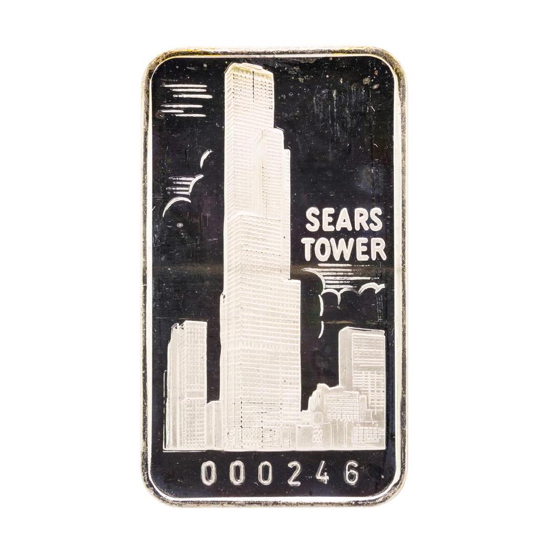 The First National Bank of Chicago Sears Tower 1 oz: One The First National Bank of Chicago Sears Tower 1 oz .999 Fine Silver Art Bar.