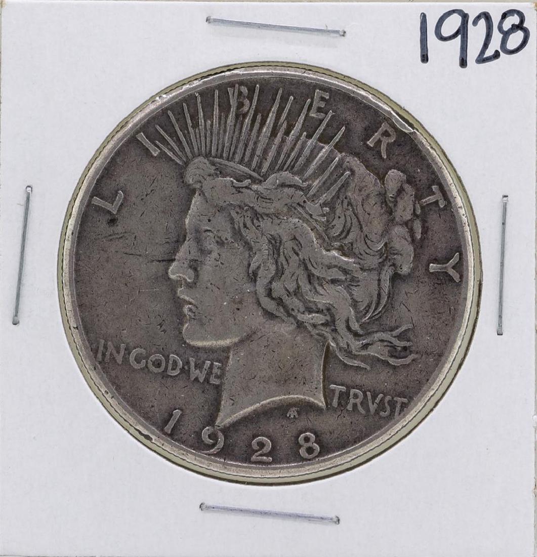 1928 $1 Peace Silver Dollar Coin: One 1928 $1 Peace Silver Dollar Coin.